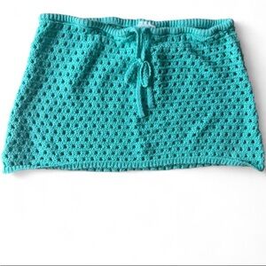 No Boundaries Turquoise Crochet Mini Skirt Bikini Cover